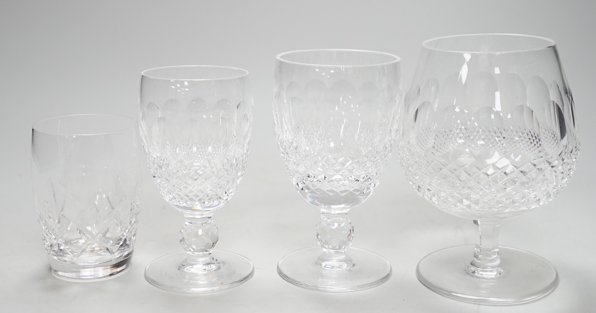 A Waterford Colleen part suite of glass and four Stuart Glencoe tumblers